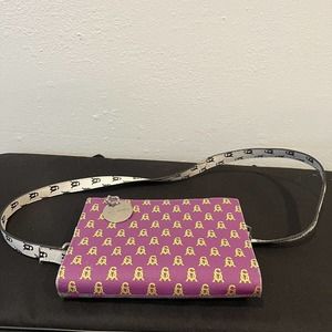 Steve Madden Crossbody Wallet Purse Silver Chain Accent Purple Green Multi Color
